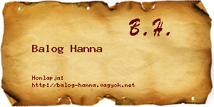 Balog Hanna névjegykártya